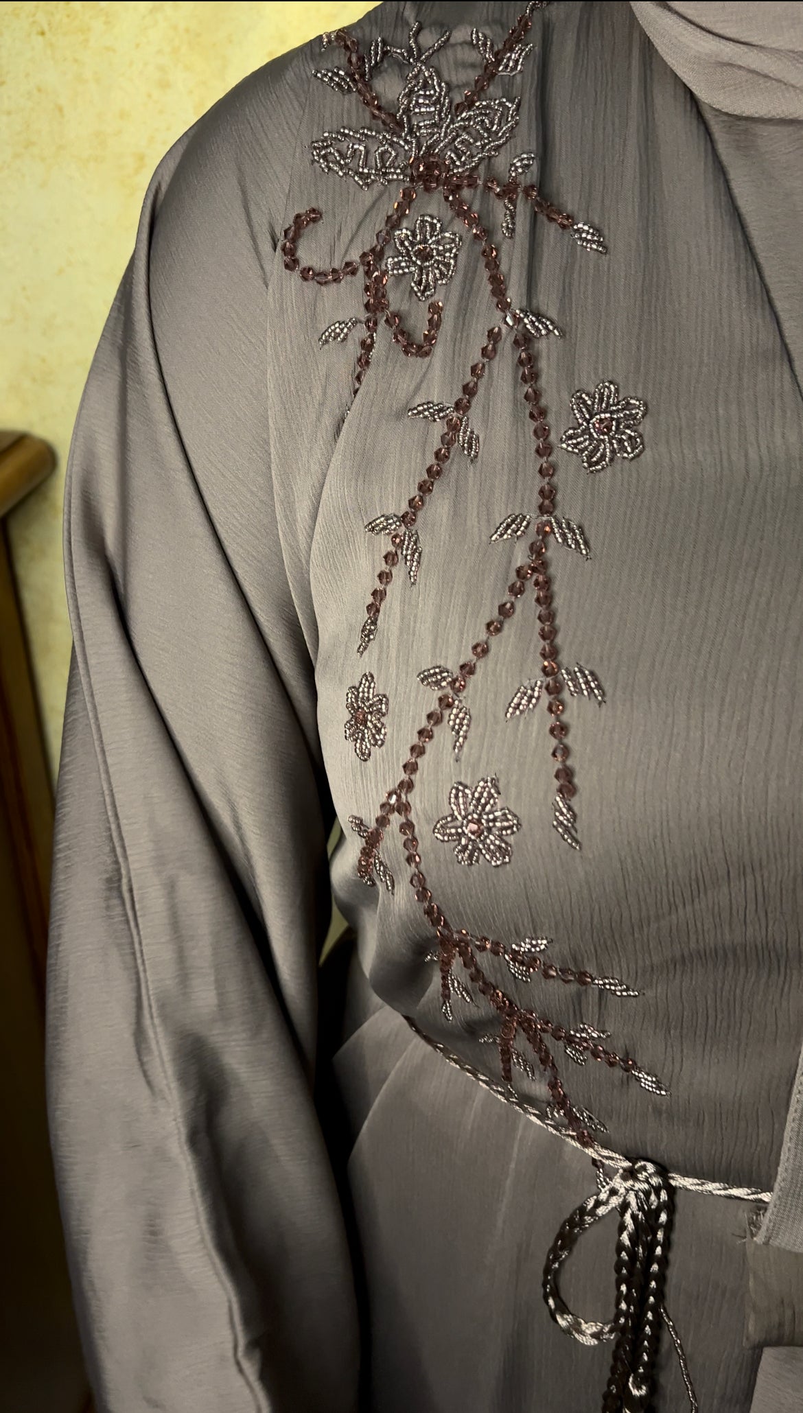Embellished nude abaya