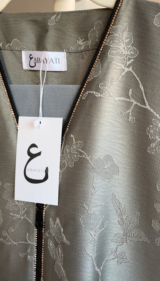 Greige floral abaya