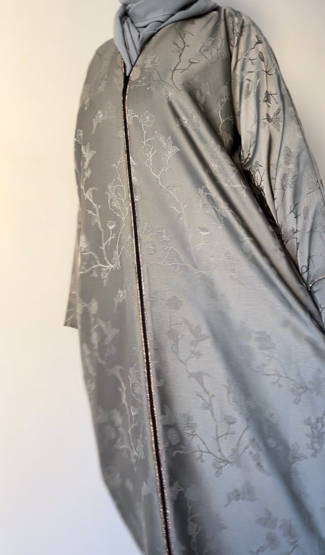Greige floral abaya