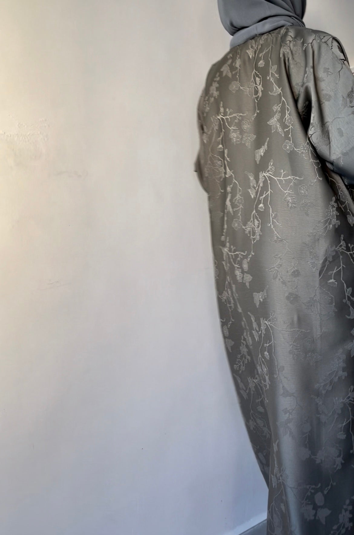 Greige floral abaya